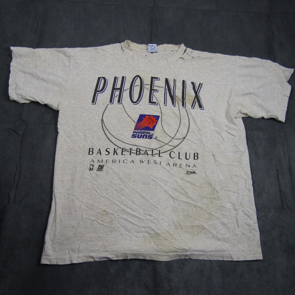 Salem Sportswear Phoenix Suns Shirt Mens XL Gray Vintage 90s Single Stitch NBA